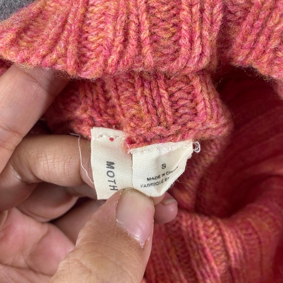 Anthropologie Moth Fireside Sweater Coral Pink Turtleneck Long Sleeve Oversized - Picture 7 of 10